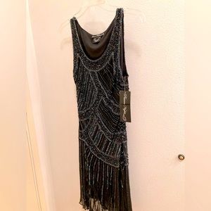 NWT Pissarro Nights Art Deco Beaded Sheath Cocktail Dress